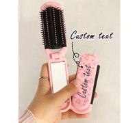 1 pezzo Pettine massaggiante a forma di cuore portatile con incisione personalizzata del nome, pettine pieghevole con specchio, spazzola per capelli pieghevole con cuscino inciso a laser personalizzat