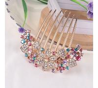 1 pezzo Pettine per capelli da donna con sette punte, con elegante disegno floreale e decorazione di strass, per acconciature e decorazione dei capelli, pettine laterale, accessori scolastici, matrimo