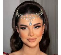 1 pezzo Pettine per capelli da sposa semplice con cristalli incastonati e fascia per capelli a goccia d'acqua, catena frontale simmetrica e accessori per capelli per acconciature raccolte, tiare reali