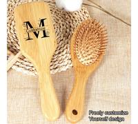 1 Pezzo Pettine personalizzato su misura, pettine in bambù/legno con cuscinetto d'aria, spazzola paddle in bambù/legno naturale inciso al laser, adatto per donne, uomini e bambini, pettine districante