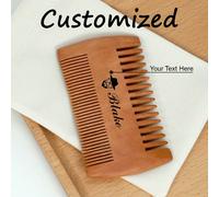 1 pezzo Pettine personalizzato su misura, Spazzola per capelli in legno con incisione laser, Pettine con denti fini e densi per adulti, Pettine per la barba con sacchetto con cordoncino, Personalizza