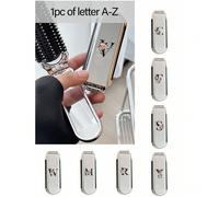 1 pezzo Pettine pieghevole e specchio per il trucco placcato argento 2 in 1 - Portatile, stampato con fiori e lettere da A a Z, da tavolo, strumento di bellezza contemporaneo per i viaggi, pettine pie