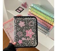 1 pezzo Pianificatore con cerniera PVC in formato A5 con stampa stelle alla moda, con 6 anelli, per raccolta e conservazione di foto di idoli, ideale per il ritorno a scuola, forniture scolastiche Tag