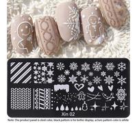 1 pezzo Piastra di stampa per unghie con immagini natalizie, come l'uomo pan di zenzero, fiocchi di neve, Babbo Natale, motivi a maglia invernali. Piastra in acciaio per decorazioni unghie fai-da-te, 