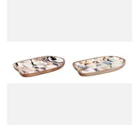 1 Pezzo Piatto Vassoio in Legno Abel Barchetta 35 x 20 x 4 cm 2 Decori