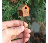 1 pezzo Piccola casetta per uccellini arrugginita, decorazione vintage per giardino delle fate, mini ornamento rustico per la casa e il giardino Tagli UnicaFerro