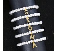 1 pezzo Piccolo e raffinato braccialetto con ciondolo a lettera iniziale impreziosito da zirconi e perle finte, come regalo di compleanno sorpresa per amici, bambini e ragazze A,B,C,D,E,F,G,H,I,J,K,L,