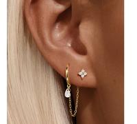 1 pezzo Piercing per cartilagine e elice in argento sterling 925 con montatura a griffe e frange piatta, gioielleria per donne per uso quotidiano, matrimonio, festa, fidanzamento, San Valentino Argent