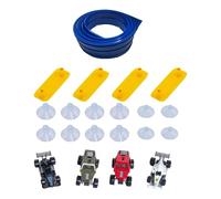 1 Pezzo Pista da Corsa Flessibile Assemblabile Giocattolo Costruzione Bambini Racetrack Doppio Rullo Suction Cup Include 4 Auto Adatto per Bambini dai, Blu 395x8cm Base