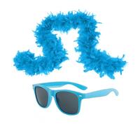 1 pezzo piuma blu e 1 paio di occhiali blu, costume da donna in maschera, accessori per donne, accessori per feste e cosplay