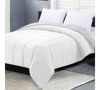 1 pezzo Piumino trapuntato bianco e grigio chiaro, reversibile, con trapuntatura a griglia, caldo e morbido, soffice, adatto per l'inverno, alternativa alla piuma d'oca, lavabile in lavatrice, certifi