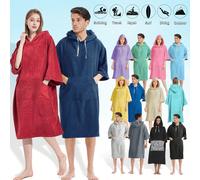 1 pezzo Poncho da surf con cappuccio, telo da spiaggia indossabile, asciugamano in microfibra ad asciugatura rapida per cambiarsi la muta, con tasca, adatto per uomo e donna Macaron verde,Azzurro chia