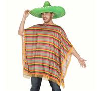 1 pezzo Poncho multicolore a righe messicano con decorazioni a frange, adatto per carnevale, festival, esibizioni sul palco, costumi da festa di Ognissanti Tagli UnicaA strisceTessuto