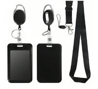 1 pezzo Porta badge verticale scorrevole con avvolgitore retrattile - Protettore in plastica durevole per tessere identificative per ufficio, scuola e chiavi - Design nero e dorato per una maggiore vi