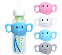 1 pezzo Porta-bottiglia per bebè in silicone a forma di elefante, accessorio per bottiglie per uso quotidiano, copertura in silicone morbido ed elastico, adatto per biberon Pigeon, Dr. Brown's e altre