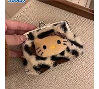 1 pezzo Porta monete Sanrio Hello Kitty con stampa leopardata, borsa mini alla moda, portachiavi, ideale per uso quotidiano, stile da strada e come regalo Taglia unica Leopard KT Bianco,Marrone,RosaAn