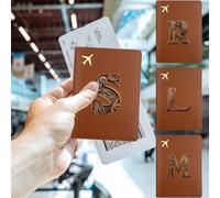 1 pezzo Porta passaporto con lettera da A a Z, in materiale PU, con motivo a mappa, copertina per passaporto rosa, portafoglio per passaporto da viaggio, stampa a lettere L,M,S,A,K,B,C,D,E,F,N,J,G,H,I