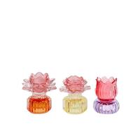 1 Pezzo Porta Tea-Light in Vetro Colorato Altezza 10 cm 3 Modelli