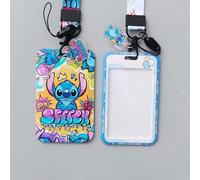 1 pezzo, Porta tessere Disney, Porta tessere periferica animata Stitch, Porta tessere universitarie, Custodia protettiva per tessere ID con cordino, Porta tessere per tessere studente, Porta tessere p
