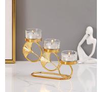 1 pezzo Portacandele in ferro battuto creativo a 3 teste (bicchieri in vetro non inclusi), per centrotavola, cena romantica, foto, matrimonio, anniversario, compleanno, decorazione sala da pranzo, sal