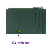 1 pezzo Portacarte in pelle PU Saffiano personalizzato, portamonete con chiusura lampo per donna, piccolo portafoglio compatto, multiuso, alta capacità, versatile, colorato, carino, adorabile, semplic