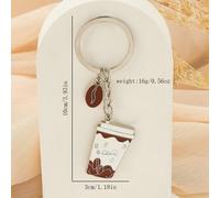 1 pezzo Portachiavi a forma di tazza da caffè "Coffer" con lettera, accessorio creativo e casual in lega di zinco a forma di chicco di caffè/tazza da caffè/portachiavi per borsa/auto, pendente unisex