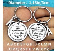 1 pezzo Portachiavi con iniziale A-Z "SON", ciondolo rotondo in acciaio inossidabile con incisione laser, regalo personalizzato d'amore per figlio o figlia - perfetto per il ritorno a scuola, complean