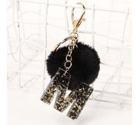 1 pezzo Portachiavi con lettera inglese da donna, ciondolo alla moda con lettera in resina cristallina e pompon, accessorio per auto, borsa, zaino, regalo carino gotico Y2K, regalo per madre, padre, l