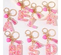 1 pezzo Portachiavi creativo a forma di cuore rosa, 26 pezzi Accessori per borse con lettere dell'alfabeto inglese per bambini, Portachiavi con ciondolo a forma di lettera farfalla, Portachiavi a form