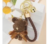 1 pezzo Portachiavi creativo a forma di orso con campanella marrone, bambola carina e raffinata, portachiavi per auto, ciondolo per borsa, regalo per coppie, accessori per auto e scuola per uso quotid