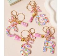 1 pezzo Portachiavi creativo con 26 lettere dell'alfabeto inglese, accessorio per zaino per bambini, ciondolo a forma di lettera farfalla per ragazze e,Q,F,V,P,A,b,c,O,Z,W,N,Y,X,U,J,S,M,T,I,H,L,d,G,R,