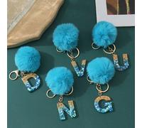 1 pezzo Portachiavi creativo con lettera in pietra resina e nappina a farfalla, portachiavi da ragazza B,A,D,F,E,C,G,H,I,J,K,L,M,N,O,P,Q,R,S,T,U,W,V,X,Y,ZBlocchi di coloreABS