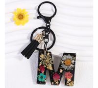 1 pezzo Portachiavi da donna con ciondolo a goccia con fiore di margherita e lettera, adatto come regalo per San Valentino, accessorio per auto, ciondolo per borsa, accessorio scolastico, stile carino