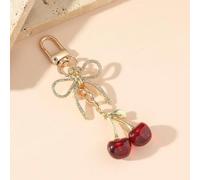 1 pezzo Portachiavi da donna in metallo con fiocco a forma di ciliegia, accessorio decorativo farfalla alla moda, stile semplice e accattivante, accessorio ciondolo per borsa, portachiavi a forma di c