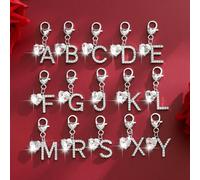 1 pezzo Portachiavi di lusso alla moda stile europeo e americano a forma di cuore e lettera, adatto per uomo, donna, coppie come decorazione e regalo per San Valentino, regalo ideale per madre, padre,