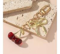 1 pezzo Portachiavi donna moda con fiocco a forma di ciliegia in metallo, charm minimalista a forma di farfalla per accessori da borsa Prodotti alimentari e bevandeLega di zinco