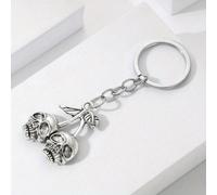 1 pezzo portachiavi gotico vintage punk con ciondolo a forma di teschio e fiore di ciliegio - accessorio da auto e borsa in stile hip-hop d'avanguardia, in metallo robusto, finitura metallica lucida, 