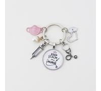 1 pezzo Portachiavi in lega e vetro creativo con ciondolo a forma di stetoscopio e termometro, adatto per medici, infermiere, studenti di medicina, amici, San Valentino, accessori per auto, borse, zai