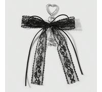 1 pezzo Portachiavi in stile gotico con fiocco in pizzo, catena a forma di stella e cuore a forma di orsetto, accessorio kawaii dall'estetica dark, adatto per donne e ragazze, per uso quotidiano o com