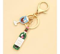 1 pezzo Portachiavi pendente creativo a forma di bottiglia e bicchiere da vino, un regalo perfetto per gli amanti del vino o per gli amici per compleanni, San Valentino casual, accessori per auto, cio