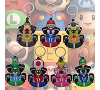 1 pezzo Portachiavi per auto a doppia faccia con ciondolo in PVC a forma di fungo di Super Mario, , Luigi e Toad, miglior decorazione per feste e ambienti, perfetta per decorazioni di feste e casa sti