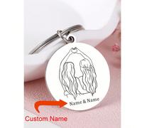 1 pezzo Portachiavi personalizzato con nome per migliore amica, regalo per ragazze e donne, amiche del cuore, regalo di Natale, anniversario 1 pzRitrattoAcciaio inossidabile