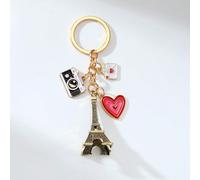 1 pezzo Portachiavi romantico con Torre Eiffel, ciondolo a forma di macchina fotografica e cuore, regalo per San Valentino, accessori per auto, ciondolo per borsa, accessori per zaino stile gotico Y2K