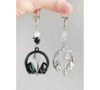 1 pezzo Portachiavi stile INS unisex con cuffia musicale, ciondolo creativo a forma di microfono, chitarra e nota musicale, accessorio unico per telefono, chiavi d'auto, borse, regalo per amanti della