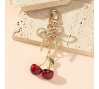 1 pezzo Portachiavi unisex a forma di ciliegia rossa, accessorio di moda con decorazione a farfalla, design di lusso, ciondolo per borsa, regalo di San Valentino, souvenir, accessorio per auto, ciondo
