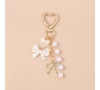 1 pezzo Portachiavi unisex con fiocco e perle finte, serie vacanze al mare, regalo per amici, accessorio per gioielli, brillante, per feste, auto, regali per donna Lega di zinco