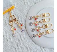 1 pezzo Portachiavi unisex in acciaio inossidabile con lettera da A a Z, design minimalista con lettera, fiore, coccinella, regalo per amici, ciondolo per borsa L,M,S,A,B,C,D,E,F,G,H,I,J,K,N,O,P,Q,R,T