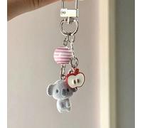 1 pezzo Portachiavi unisex in velluto con koala cartoni animati, ciondolo a forma di mela cuore, regalo carino Lega di zinco