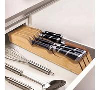 1 pezzo Portacoltelli organizer in bambù, inserto per cassetto per 7 coltelli, scatola portaoggetti per utensili da cucina, rastrelliera per coltelli da cassetto Tagli Unicabamboo