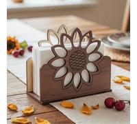 1 pezzo Portafazzoletti alla moda con girasole, portafazzoletti da scrivania con venatura del legno, decorazione per il bancone della cucina o il tavolo da pranzo, contenitore per fazzoletti per la ca